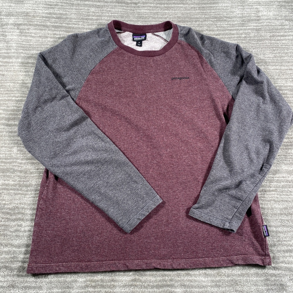 Patagonia Shirt Mens Medium Red Gray P-6 Logo Long Sleeve Graphic Tee 39485